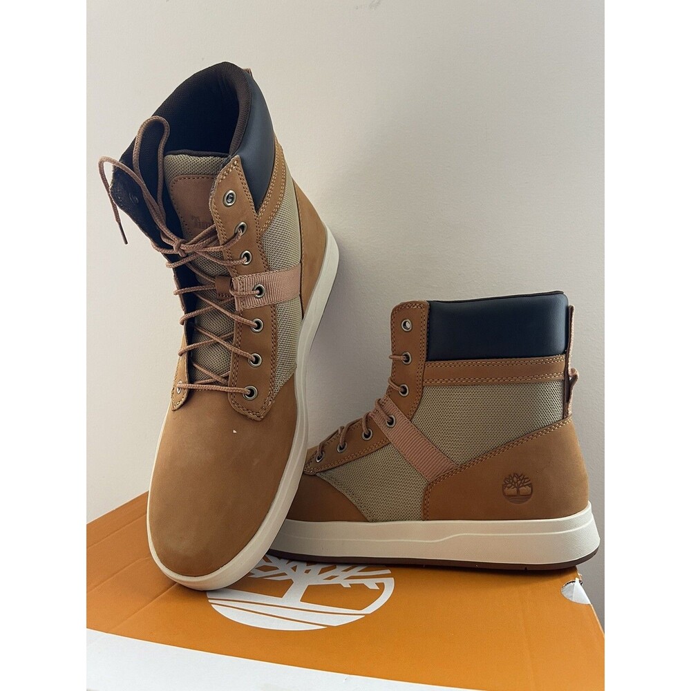 Timberland TB 0A2HE2 231 Davis Square Toe Leather Boot Wheat Color Men Size 11.5